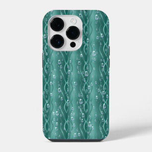Raindrops on green Metal iPhone 14 Pro Case
