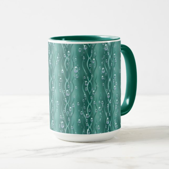 Raindrops on green Metal Mug (Front Right)