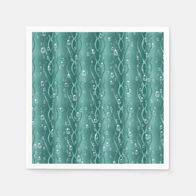 Raindrops on green Metal Napkin (Front)