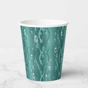 Raindrops on green Metal Paper Cups