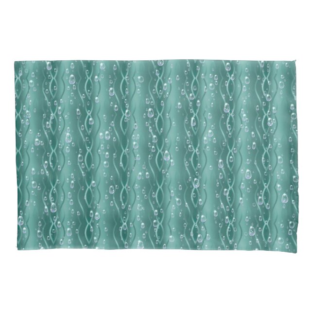 Raindrops on green Metal Pillowcase (Front)