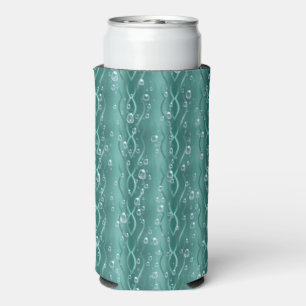 Raindrops on green Metal Seltzer Can Cooler
