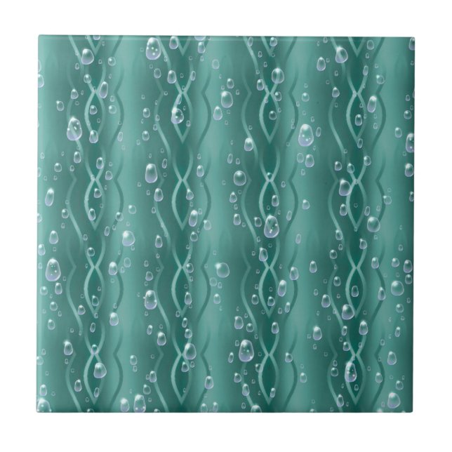 Raindrops on green Metal Tile (Front)