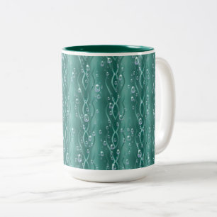 Raindrops on green Metal Two-Tone Coffee Mug