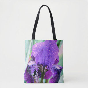 Raindrops on iris - tote bag