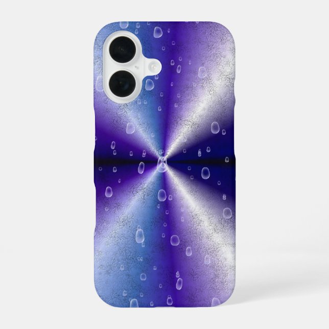 Raindrops on Purple Rainbow iPhone 16 Case (Back)