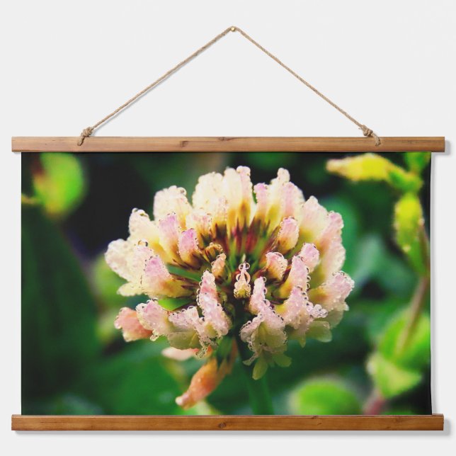 Raindrops on Red Clover Hanging Tapestry (Front)