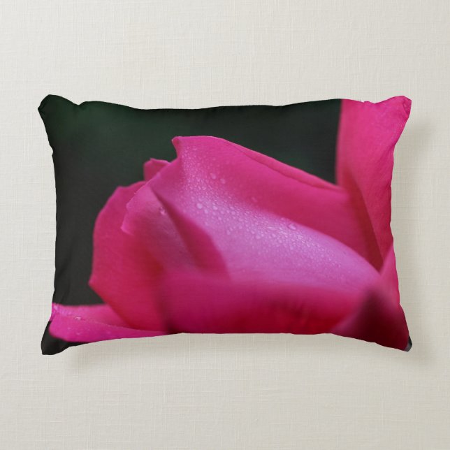 Raindrops On Red Rosebud  Decorative Cushion (Front)