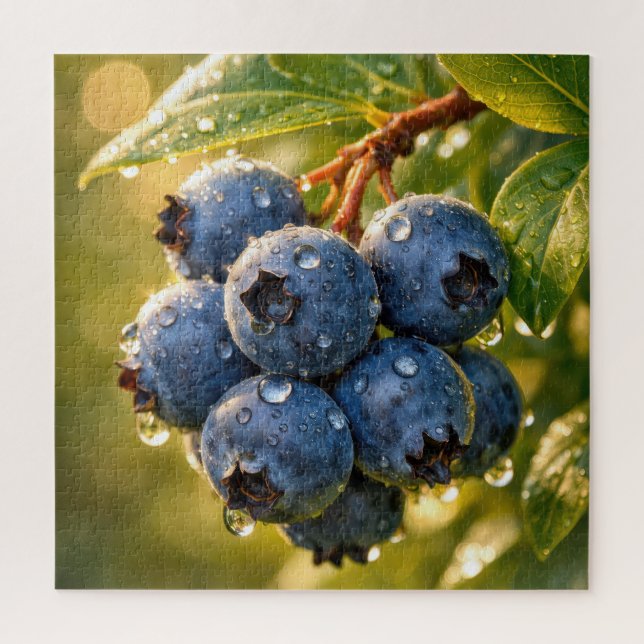 Raindrops on Ripe Blueberries Jigsaw Puzzle (Vertical)