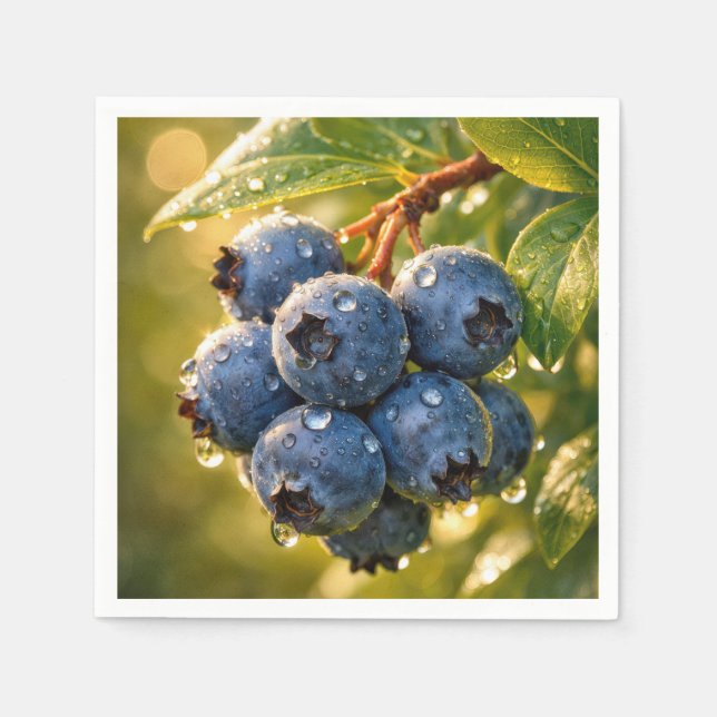Raindrops on Ripe Blueberries Napkin (Front)