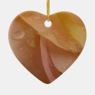 Raindrops on Rose Petals Pale Pink Floral Ceramic Tree Decoration