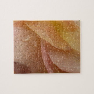 Raindrops on Rose Petals Pink Peach Floral Jigsaw Puzzle