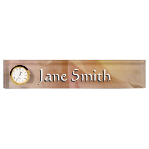 Raindrops on Rose Petals Pink Peach Floral Nameplate