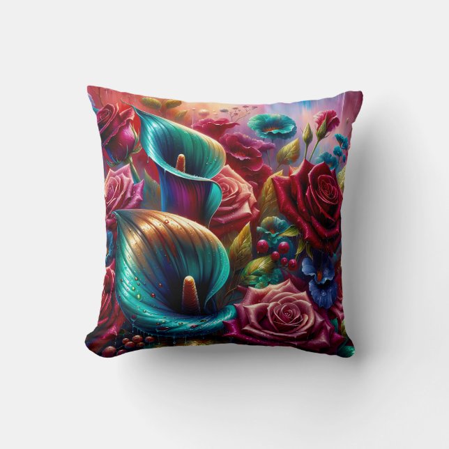 "Raindrops on Roses and Calla Lilies" Cushion (Front)