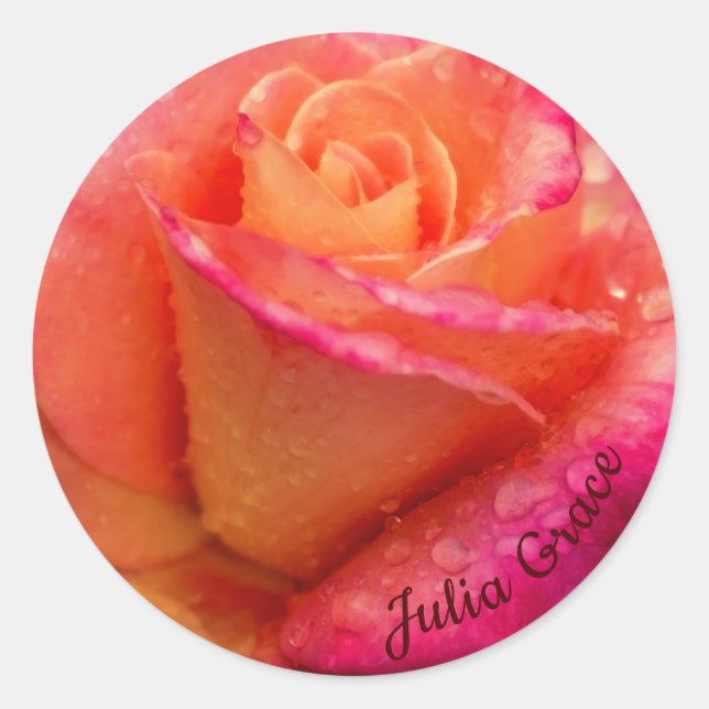 Raindrops On Roses Classic Round Sticker (Front)