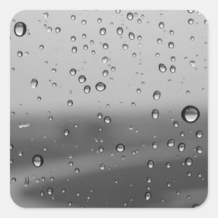Raindrops On Silver Background Square Sticker