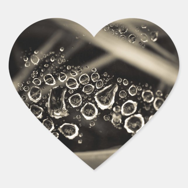 raindrops on web heart sticker (Front)