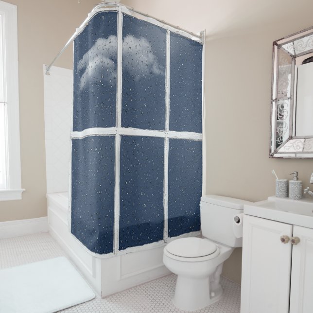 Raindrops on WIndow Shower Curtain (In Situ)