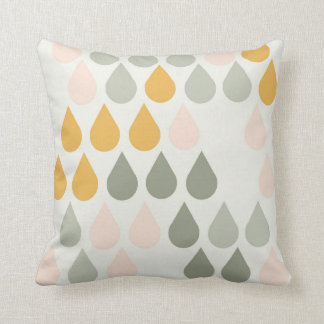 Raindrops Pastel Print Pink Sage Green Mustard Cushion