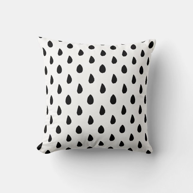 Raindrops Pattern Black and White Cushion (Front)