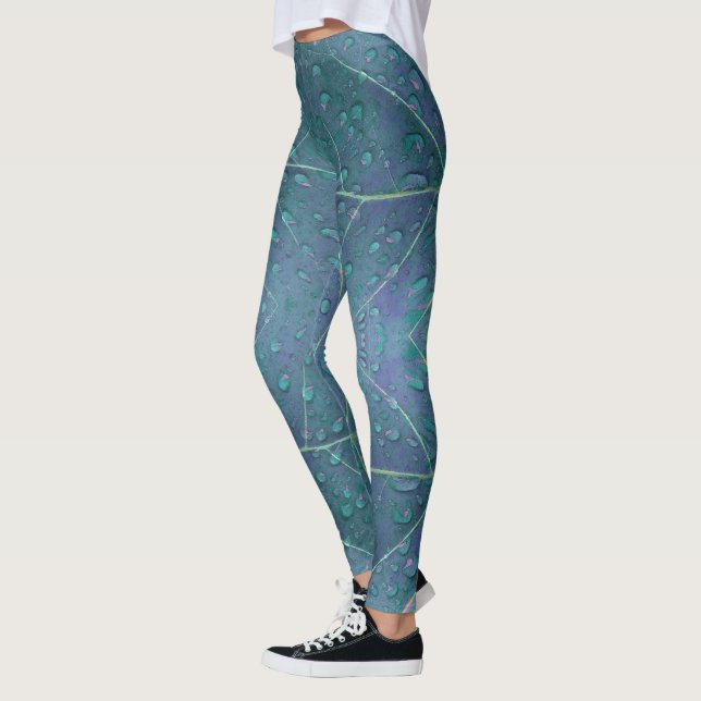 Raindrops Pattern in Blue Leggings (Left)