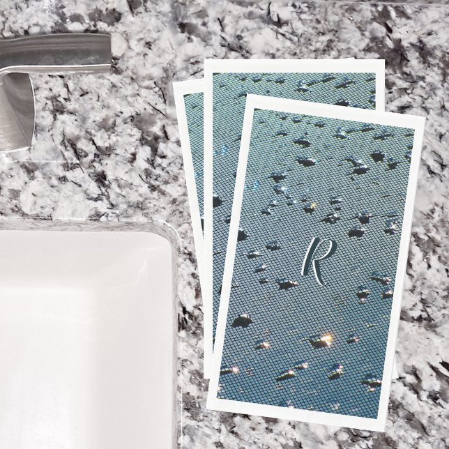 Raindrops Photographic Monogrammed Blue Napkin (Creator Uploaded)