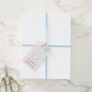 Raindrops Rainbow Baby Shower Gift Tags