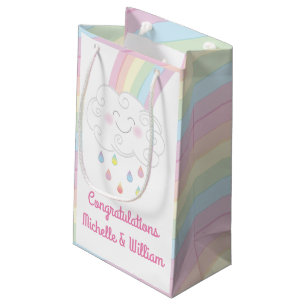 Raindrops Rainbow Baby Shower Small Gift Bag