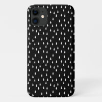 Raindrops Whimsical White Pattern on Black