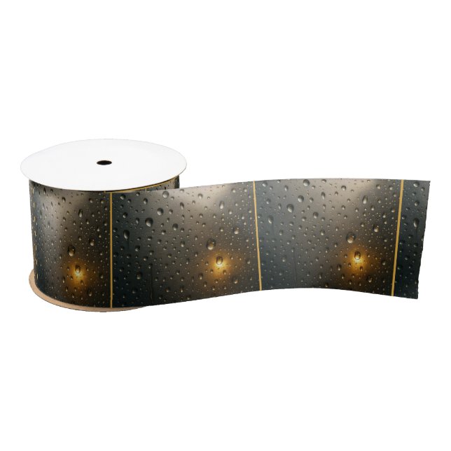 Raindrops With Golden Light Glare Satin Ribbon (Spool)