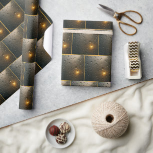 Raindrops With Golden Light Glare Wrapping Paper