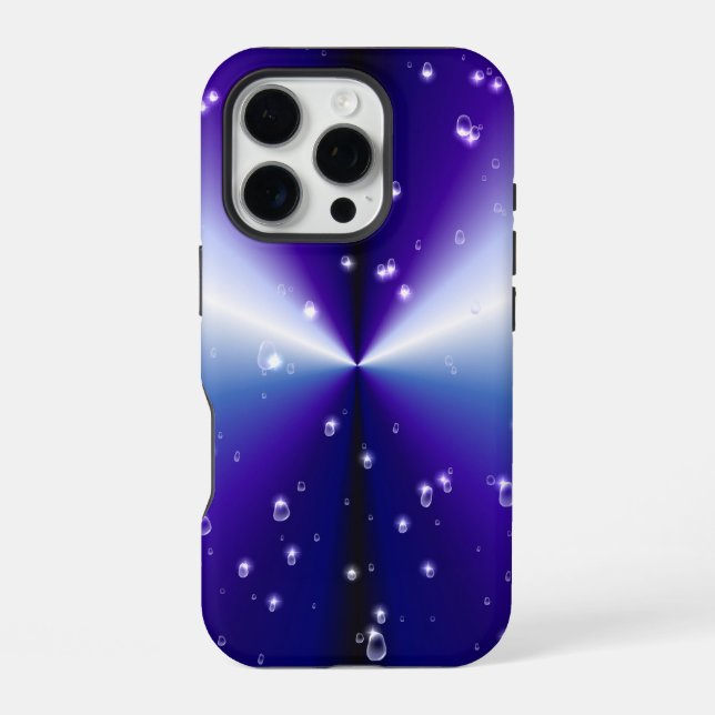 Raindrops with Stars on Purple Blue Black Rainbow iPhone Case (Back)