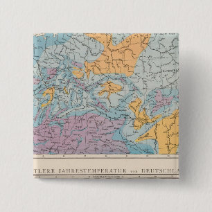 Rainfall map of Germany 15 Cm Square Badge