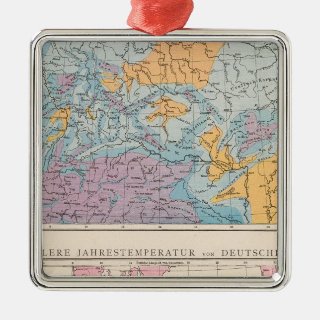 Rainfall map of Germany Metal Tree Decoration (Front)