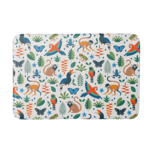 Rainforest Animal Pattern Bath Mat
