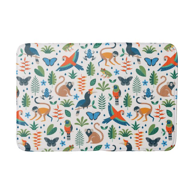 Rainforest Animal Pattern Bath Mat (Front)