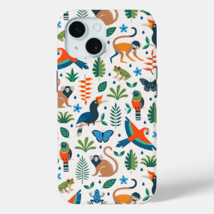 Rainforest Animal Pattern iPhone 15 Case