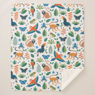 Rainforest Animal Pattern Sherpa Blanket