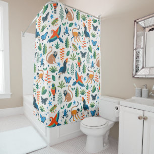 Rainforest Animal Pattern Shower Curtain