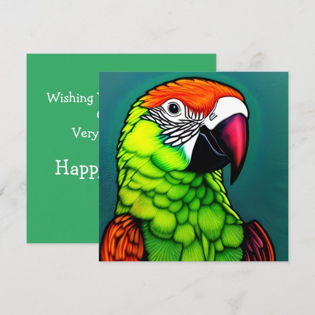 Rainforest Beauty:  Exotic Wild Parrot Card (Front/Back)