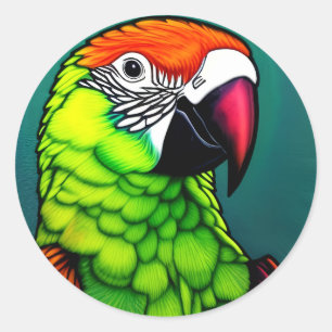 Rainforest Beauty:  Exotic Wild Parrot Classic Round Sticker