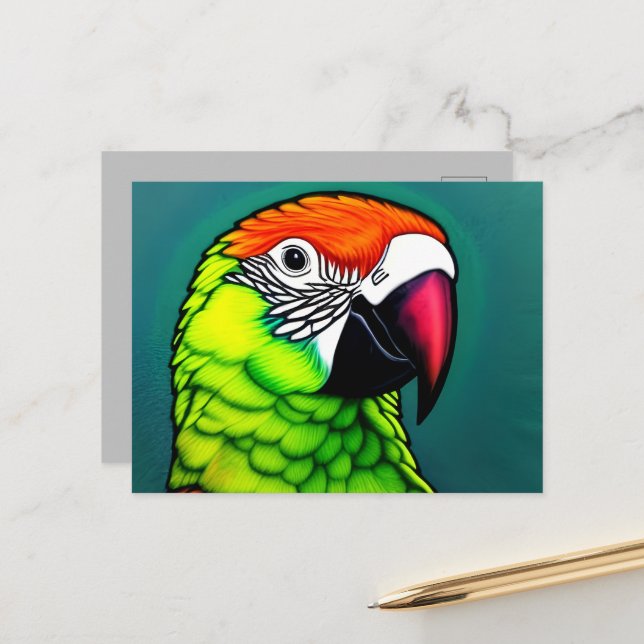 Rainforest Beauty:  Exotic Wild Parrot Postcard (Front/Back In Situ)