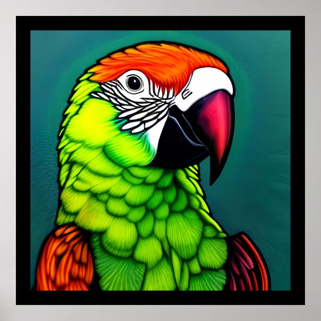 Rainforest Beauty:  Exotic Wild Parrot Poster (Front)