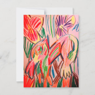 Rainforest chameleon drawing postcard