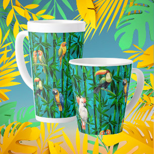 Rainforest Dreams Tropical Bamboo Birds Latte Mug