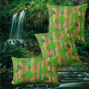 Rainforest Dreams Tropical Philodendron Bamboo Cushion