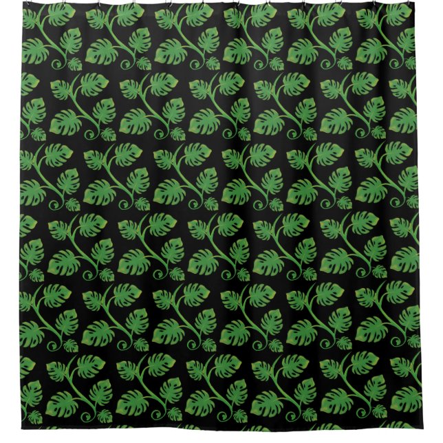 Rainforest Dreams Tropical Philodendron Vine Shower Curtain (Front)