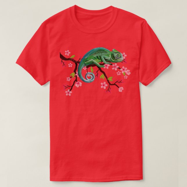 Rainforest Flower Chameleon T-Shirt (Design Front)
