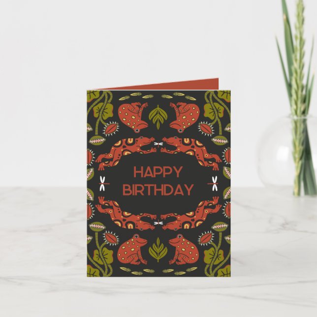 Rainforest Folded Birthday Card - Frogs (Front)