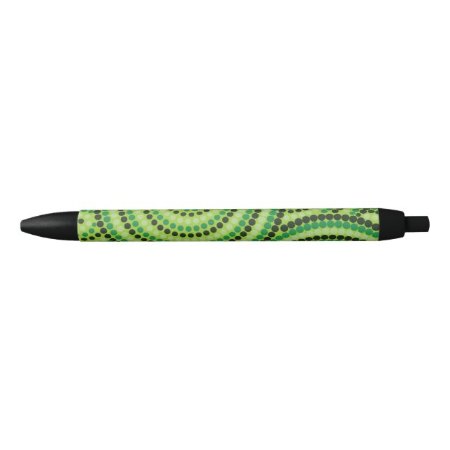 Rainforest Green aboriginal dot painting! Black Ink Pen (Front)